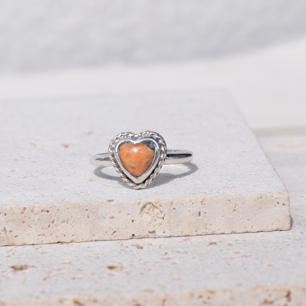Orange copper heart turquoise ring / Sunrise《silver925》 8,250円