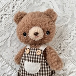 3\31販売☆手洗いOK♪くま君チェックサロペット🐻ブラウン