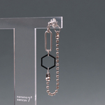 【片耳】ブラック　アクリルヘキサゴンミックス　チェーンフープピアス　sk21 ｜ユニセックス　メンズ　片耳ピアス　黒　チェーンピアス