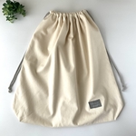 【☆SALE☆】マチ付き巾着袋(特大)＜生成＞タグI　お着替え袋