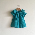 ふわふわ フリル襟スモック  ＊  サイズ90  turquoise blue