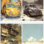 B-35 ビートル 車 背景紙 素材 コラージュ collage シート sheet achashop