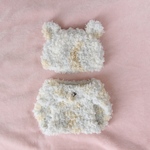 新生児フォトに♪癒やしのくまさん変身セット｜ふわもこ手編み帽子＆おむつカバー【新生児用】