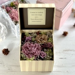 <フラワーボックス＞パープルカーネーション　プリザーブドフラワー　バラ　紫陽花　フラワーギフト　母の日　送別会　お誕生日プレゼント