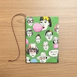 【 文庫本 】ブックカバー   ハンドメイド  ファニーフェイス グリーン