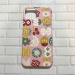 【セール iPhone13】北欧風 花と鳥とちょうちょ柄 パステルピンク スマホケース