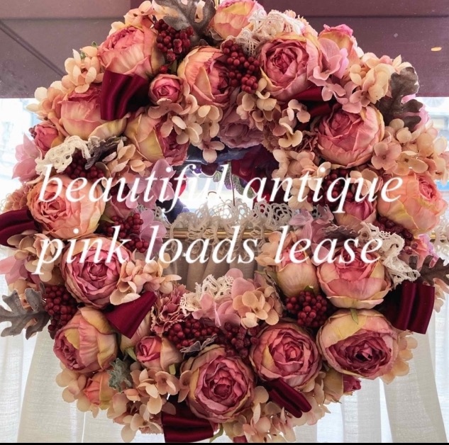 antiquepinkアーティフィシャルフラワーリース直径約40cm花幅約15