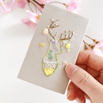 【ご予約】ミニチュアを並べたくなる♪春のティーパーティ🐇ウェルカム刺繍アート／うさぎ　イースター飾り ウェルカムスペース グリーティング プチギフト 