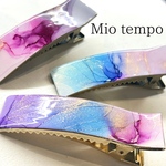 【1点もの】アルコールインクアートの大きめヘアクリップ　【縦87mm×横22mm】