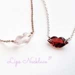 【受注製作】天然石*ルースネックレス　リップス・ネックレス(K14GF・シルバー・キス・ガーネット・ローズクォーツ)