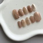 ネイルチップ｜クリアブラウン　フレンチ　おしゃれ　大人っぽい　上品　ブラウンミラー　ニュアンス　キラキラ　透明感　ブラウン　キャメル　春　夏　ブライダル　結婚式　お呼ばれ　成人式　前撮り　入学式