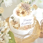 クレイケーキ　ウェルカムスペース　ピンクベージュ×ホワイト　誕生日ケーキ　結婚式