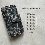 ミナペルホネン 手帳型ケース　iPhone 12/12pro/13/13pro/14/14pro/15/15pro/16/16pro/16e対応