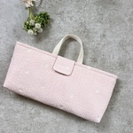 マーガレット刺繍ヌビ×ピンク　蓋付きピアニカケース