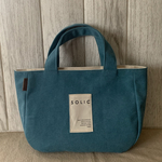ヴィンテージ帆布のちょっと小ぶりなラウンドトートバッグ（ピーコックブルー）