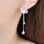 【ピアス/lily】華奢 結婚式 ギフト ビジュー 　桜　揺れる　パール　ジルコニア　ピンクゴールド　バレンタイン　ホワイトデー　春