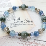 №20059【 真実を見極める お守り 】（ イーグルアイ カイヤナイト スモーキークォーツ フローライト ） 天然石 ブレスレット