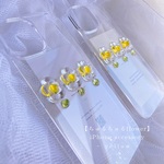 【ちゅるん フラワー】お花　透明　クリア　ニュアンス　韓国　ニュアンスiPhoneケース イエロー