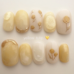 ネイルチップ 🌷イエローチューリップ💛　うるうる　ニュアンス　パール　淡色　春夏秋冬