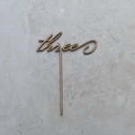 木製 ケーキトッパー " three "