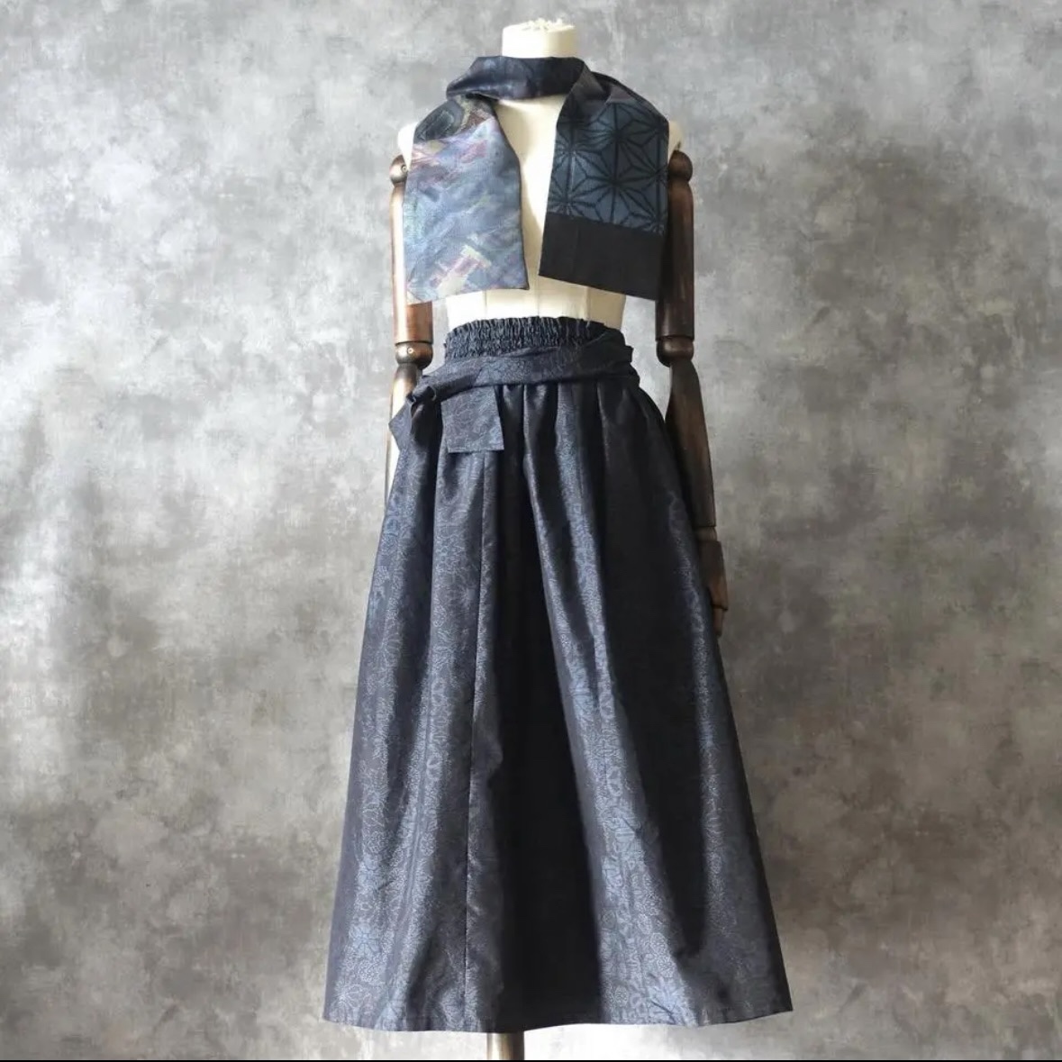 感謝の¥5000off＊【一点モノ】大島紬 着物リメイク ギャザー スカート