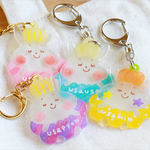 販売再スタート♪お名前が入れられる♡夢見る王冠うさちゃんのキラキラキッズキーホルダー