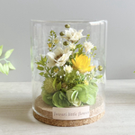 アネモネ　フラワーアレンジメント　ナチュラル　草原　癒しグリーン　ガラスケース入り　ペットお供え　フラワーギフト【受注制作】