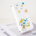 ＊かすみ草の押し花手帳型スマホケース＊393’b 全機種対応 本物のお花  iPhone17/17Air/17Pro /iPhone16e/15/14/13/12/SE Android 
