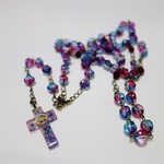  時計パーツ封入ロザリオネックレス（パープルブルー） 