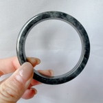 【新入荷】本翡翠保証‼️天然黒翡翠　烏鶏方形バングル56.5mm