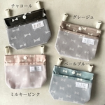 ハンカチが乾きやすい 撥水・防水 ラミネート ふたなし移動ポケット マチあり メッシュポケット付き リボン柄 