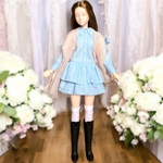 27センチドール服No.178ハンドメイドシャツワンピースストールセット