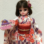  sayakkoさまオーダー品リカちゃんハンドメイド着物   ☆矢絣桜 紫☆