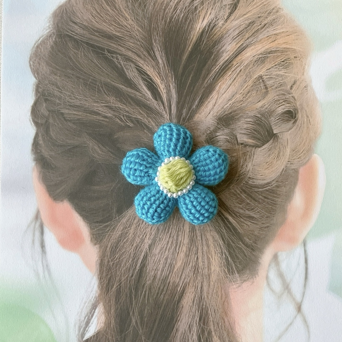 ぷっくり フラワーモチーフのヘアゴム ‪✿ ヘアクリップ キッズ かぎ針‬