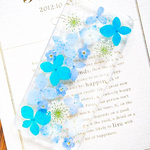 【#202】＊送料無料 ＊押し花スマホケース＊iPhoneケース押し花＊koko＊紫陽花・勿忘草