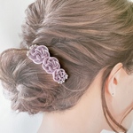 水引き髪飾り 紫色　3連　梅結び　コーム　結婚式　留袖　ヘアアクセサリー　和装ヘア　着物ヘア