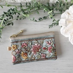 目を引くカラースマートキー・目薬サイズ・インド刺繍リボンフラットポーチミニ