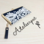 ★ミナペルホネン★smileflower navyのがま口財布★持手付