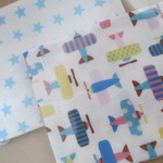 マスク6重　男の子用小学生　飛行機・星　ブルー系　ハンドメイド