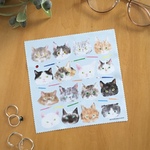 マルチクロス ブルーきょとん顔の猫たち スマホ画面や眼鏡拭きに便利！