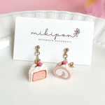 桜のシフォンケーキ×桜のロールケーキのピアス/イヤリング＊ミニチュア＊耳飾り
