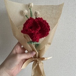 母の日　カーネーション　枯れない花束　ハンドメイド　プレゼント　手編みブーケ