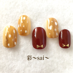 バンビ柄ネイル♡ボルドー♡リボン