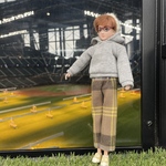 H2501 はるとくん　ハンドメイド  服　フードスウェット　チェックパンツ　コーディネート
