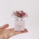 【母の日限定】Thank youメッセージ ミニチュアBoxドライブーケ【カーネーション入り】Rose beige BOX