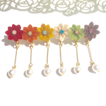 《小》秋冬カラーフェルトのお花とパール✳︎選べるカラー✳︎（イヤリング）
