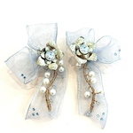 フラワーオーガンジーリボンピアス