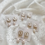 チューリップのボタンとパールのフェミニンpierce / earring