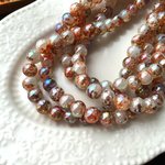 8mm虹色水彩クラックビーズ(ブラウン系)30個