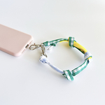 【特集掲載】再販マルチストラップ④ギンガムチェック×ストライプ×イエロー/ハンドストラップ スマホショルダー バッグチャーム/長さ調節&洗濯可能◎